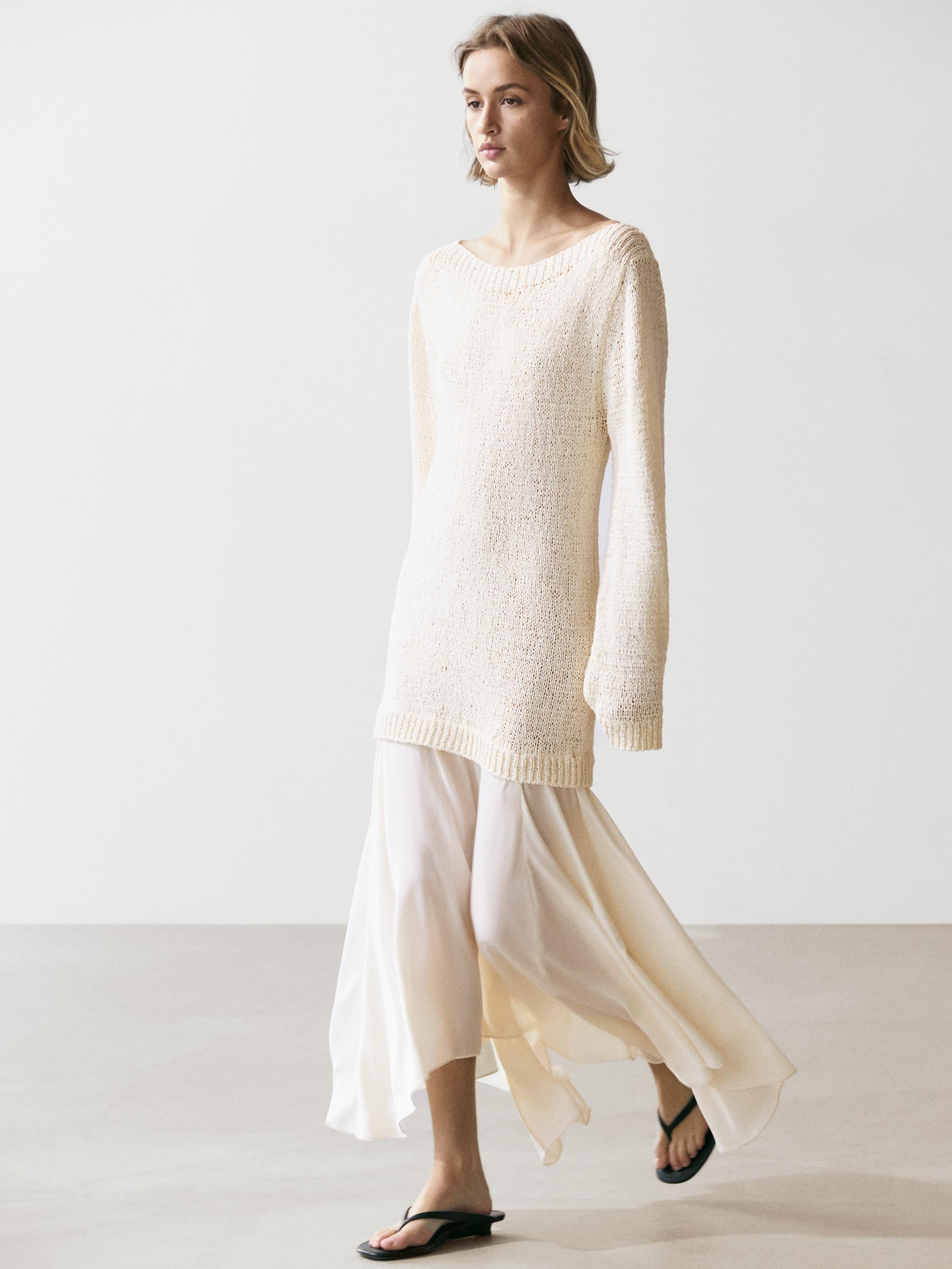 Combined asymmetric midi dress